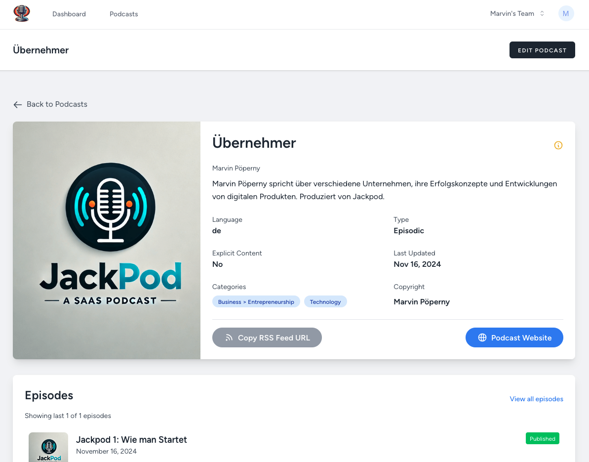 Podcast Hosting Dashboard